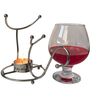 Brandy Warmer Set with Glass Brandy Cognac Snifter Silver with Tea Light Bar Pub