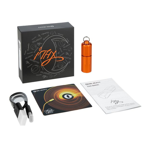 Olight iTHX Pumpkin Orange USB-C Rechargeable Keychain EDC Flashlight, 180 Lumen