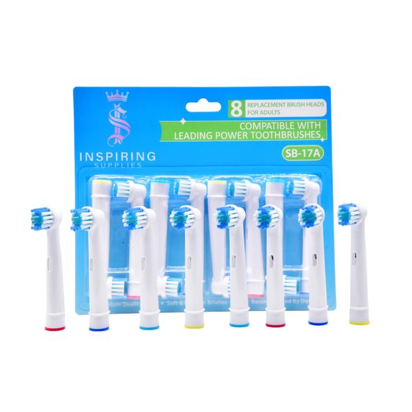 Inspiring Supplies Toothbrush Heads Compatible with Braun Oral B Electric Toothbrushes, New Precision Cleaning Replacement Brush Heads for Professional Care and More, Top UK Brand (Pack of 8)