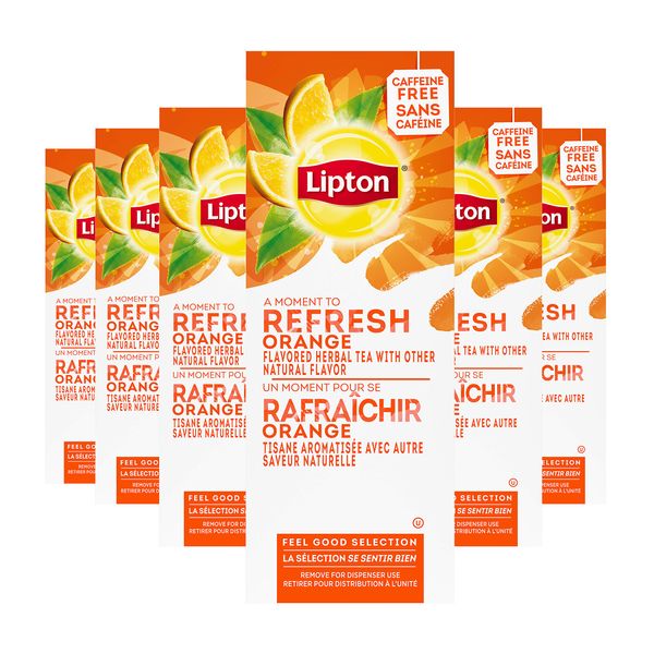 Lipton Tea Bags, Orange Tea, Herbal Tea Bags for Hot Tea, Decaf Tea, 28 Tea Bags(Pack of 6)