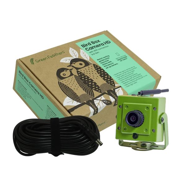 Green Feathers HD 1080p WiFi Wildlife Camera & 10m Power Cable - Garden Wildlife Camera & Habitat Kit, Perfect For Viewing Birds and Other Animals At Home On Your Phone, Tablet And TV, Educational