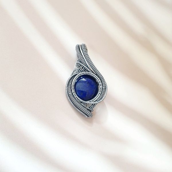 Lapis Lazuli 925 Silver Wire Raw Stone Pendant Necklace