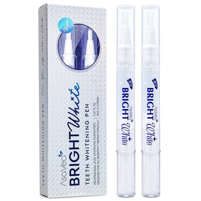 AsaVea Teeth Whitening Pen, 2 pens, More Than 20 Uses. Effective, Painless, No Sensitivity, Travel Friendly, Easy to Use