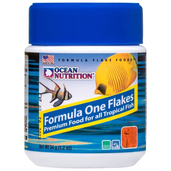 Ocean Nutrition Formula 1 Flake Fish Food 1.2 Ounces (34 Grams) Jar | Saltwater Marine Aquarium Flakes Food for Reef Aquariums | Angelfish Clownfish Damsels Gobies Crabs Shrimp Corals