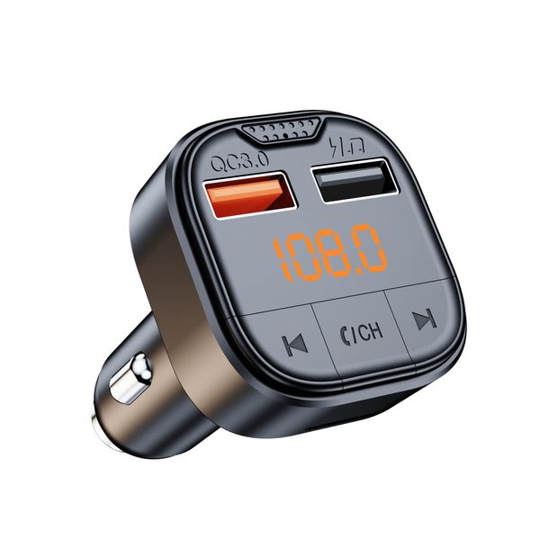 Bluetooth Adapter for Car，Bluetooth FM Transmitter for Car,MP3 Player QC3.0 Quick Charge for All Smartphones Audio Players，Supports TF/SD Card and USB