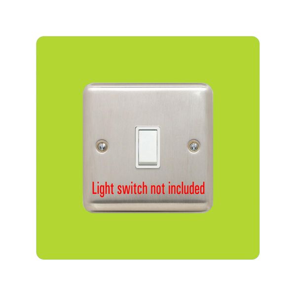 Single Light Switch Surround | Square | Acrylic Back Panel or Finger Plate | Plug, Font Colour:Lime Green