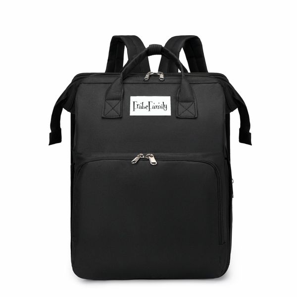 Frabe Family Changing Backpack, Mom Backpack, Changing Bag, Large Changing Bag, Oxford Backpack, Multi-Function, Large Capacity, Black, L