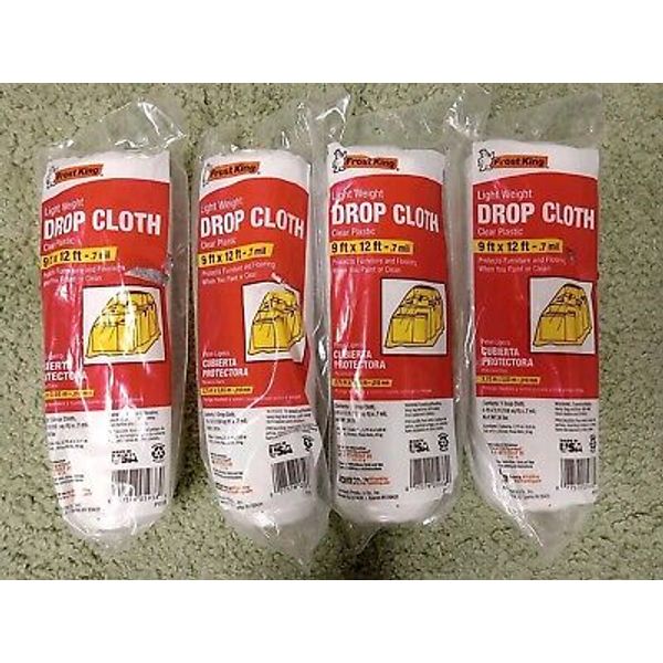 4 Frost King Light Weight Drop Cloth Warp  Clear Plastic 9” By 12”  -.7 mil NEW