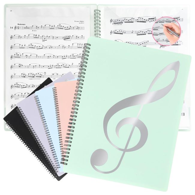 Solf [Supervised by Pitina Branch Manager] Writable Sheet Music File, 2 Sides, 20 Sheets/40 Pages, Brass Band, Piano Band, A4 (Mint Green) 1 Book