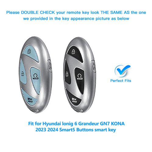 QBUC for Hyundai Ioniq 6 Key Fob Cover,Soft TPU 360 Degree Car Key Case Protector with Leather Keychain Compatible with Hyundai Ioniq 6 Grandeur GN7 KONA 2023 2024 Smart 5 Buttons Smart Key(White)