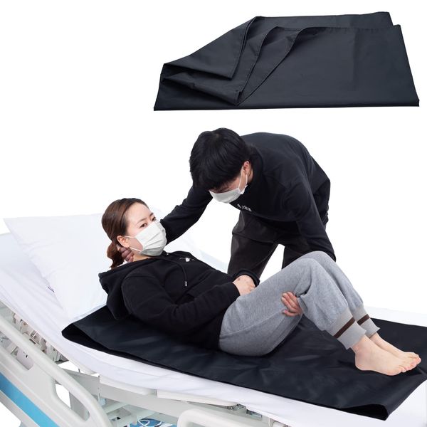 LOSCHEN Sliding Sheet, Pipe Easy Seat for Wake Up Aid, Patients/Elderly People Moving Support Sheet, For Beds/Cars, Black, 51.2 x 27.6 inches (130 x 70 cm)