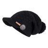 McRon Damen Gefütterte Beanie Wollmütze mit Bommel Mika Schwarz 9511