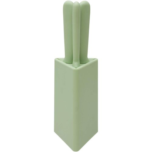 Yaksell 30229 Kitchen Knife Set, 3-Piece Set, Santoku Knife, Petty Knife, Bread Knife, Kitchen Stand, Mini, Utility Knife, Bread Knife, Outdoor, Green