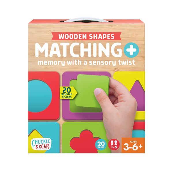 Chuckle & Roar - Matching+ Wooden Sensory Shapes - Logic Puzzles - Premium Wood Construction - Flat Board Puzzle Pieces for Ages 6 and up