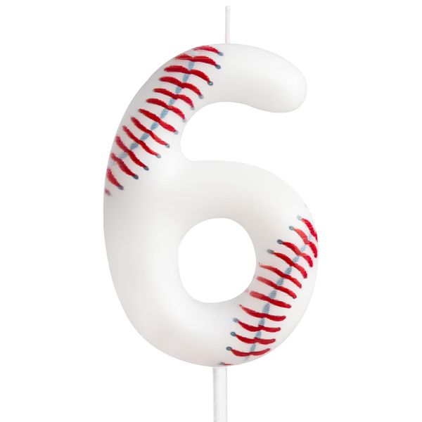 ZHIHUI Birthday Candle, Baseball Birthday Number Candles, Baseball Themed Candle Cake Topper for Boys Girls Kids Birthday Cake Topper Reunions Theme Party Supplies (Number 6)