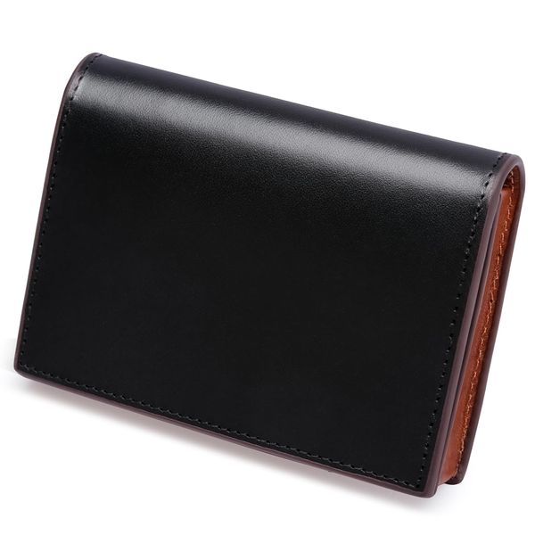 Men's Business Card Holder, Tochigi Leather, Genuine Leather, Business Card Case, Magnet, Large Capacity, 50 Pieces, Unisex, Simple, black/brown