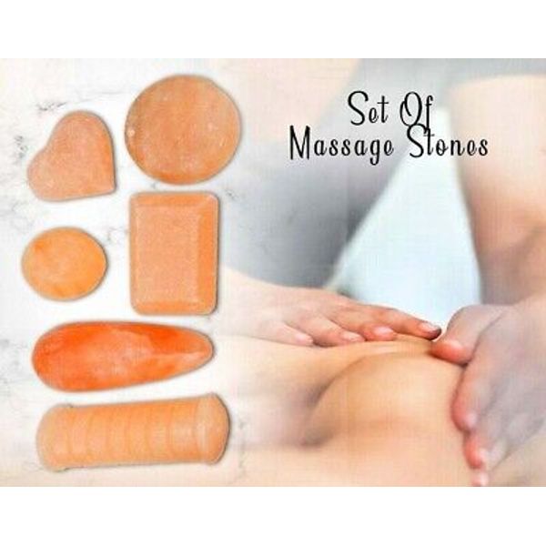 Himalayan Pink Salt Massage Stones Kit, Hot Massage Stone, 6 Pieces Complete Kit