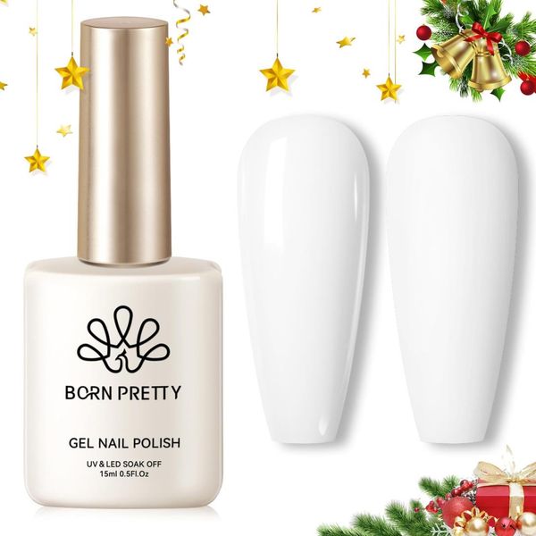 BORN PRETTY Gel Nails White Single 15ml UV/LED Compatible Soak Off Gel Nail Art Salon Supplies Color Gel