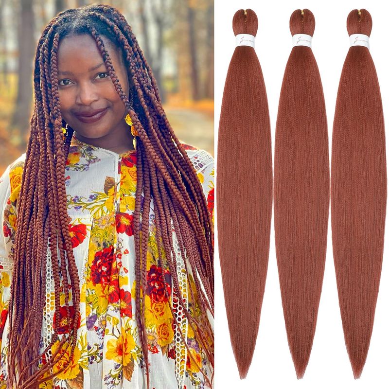 Ginger Braiding Hair Pre Stretched 26inch 3 Packs Copper Red Braiding ...
