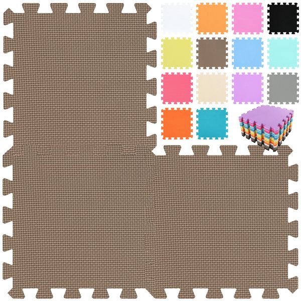 qqpp® 18 Puzzle Eva Schaumstoff Puzzlematte Puzzleteppich Kinder - Krabbelmatte Spielmatte Baby Schadstofffrei Sport rutschfest Bodenschutzmatte Fitness Matte. Braun. QQC-Fb18N