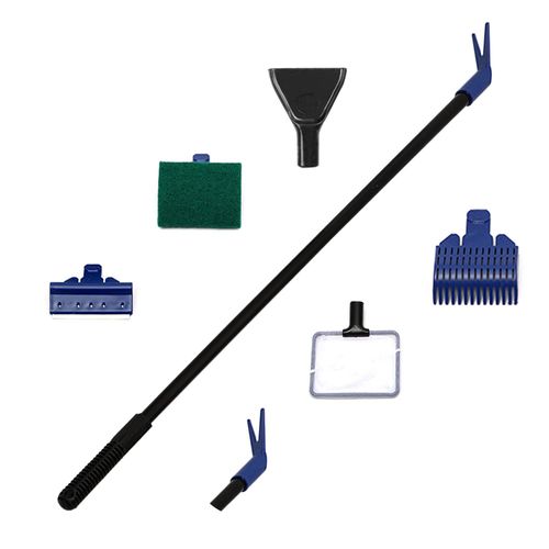 RYAN 1 Satz Aquarium Reinigungsset 5 in 1 Aquarium Scheibenreiniger Aquarium Zubehoer Reinigung Werkzeug Set mit Fischnetz Wasserpflanzen-Gabel Schwammbürste Algenschaber Kiesrechen