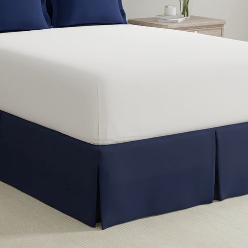 Bed Maker’s Never Lift Your Mattress Wrap Around Bed Skirt, Classic Style, Low Maintenance Wrinkle Resistant Fabric, Traditional 14 Inch Drop Length, Full, Navy