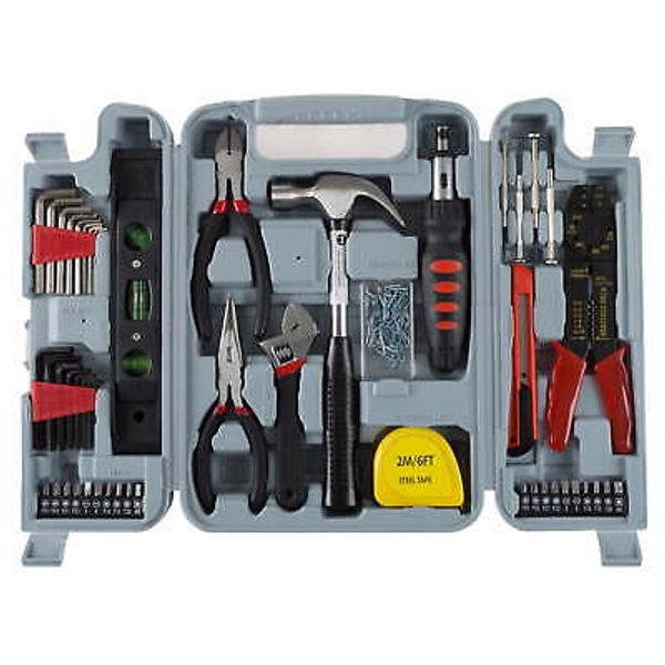 Stalwart 130PC Tool Set - Hand Tools for Home Improvement Projects (Gray)