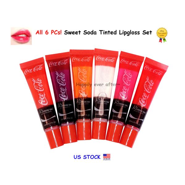 6 PCs Lipgloss Set - Tinted Lipgloss with Sweet flavor, Soda Lip Moisturizers