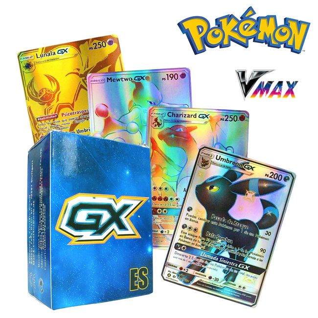Spain Pokemon Metal Card Spanish VMAX GX SP Charizard Pikachu Golden  Collection V Gold Letters Cards