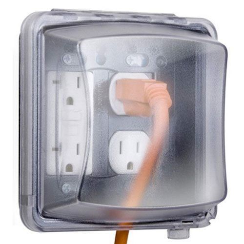 TayMac MM2410C Two-Gang Vertical Mount Weatherproof In-Use Cover, 55-in-1, 2 3/4-Inches Deep, Clear Finish