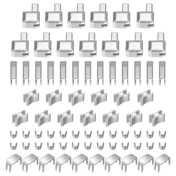 uxcell Zipper Repair Kit #5 Metal Latch Slider Retainer Box & Insert Pins & Top Bottom Stopper Replacement Zipper for Bag Coat 75pcs Silver