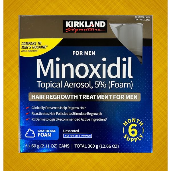 Kirkland Hair Regrowth Treatment 5% Minoxidil Foam for Men 6 Months Supply 04/25