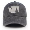 Embroidery Washington State Map Baseball Cap Tree Casual Sun Peak Hat