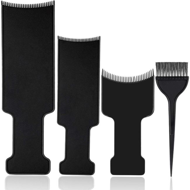 Mudder 4 Pieces Balayage Highlighting Board with Teeth Hair Dye Paddle Highlighting Brush cooboard for Balayage Board Comb for Hair Dye