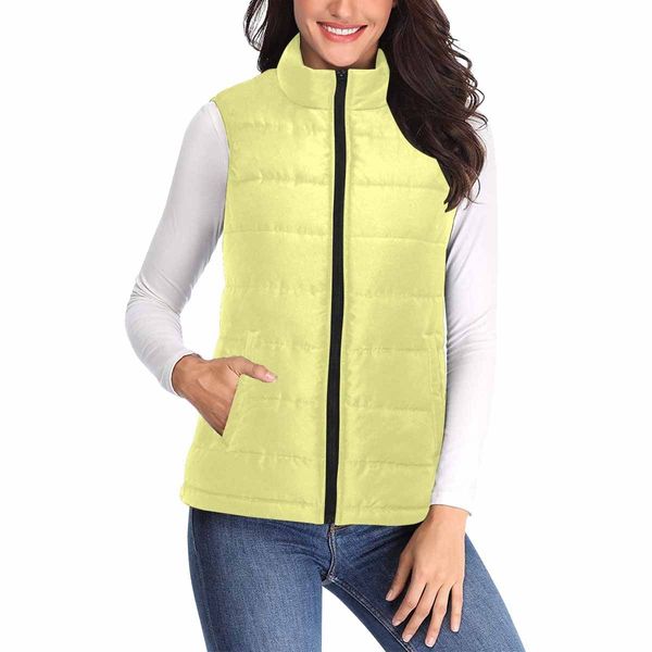 Womens Puffer Vest Jacket / Pastel Yellow - M