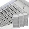 Eyelash Extensions, 3 Boxes, 5D Volume Eyelashes, C, D Curl, Thickness 0.07, 0.10mm, 12 Rows, 5 Bundles, Pine Extension, Natural, Popular, 3 Trays Short Stem 5D eyelashes extension (D-0.10mm, 9mm x 3)