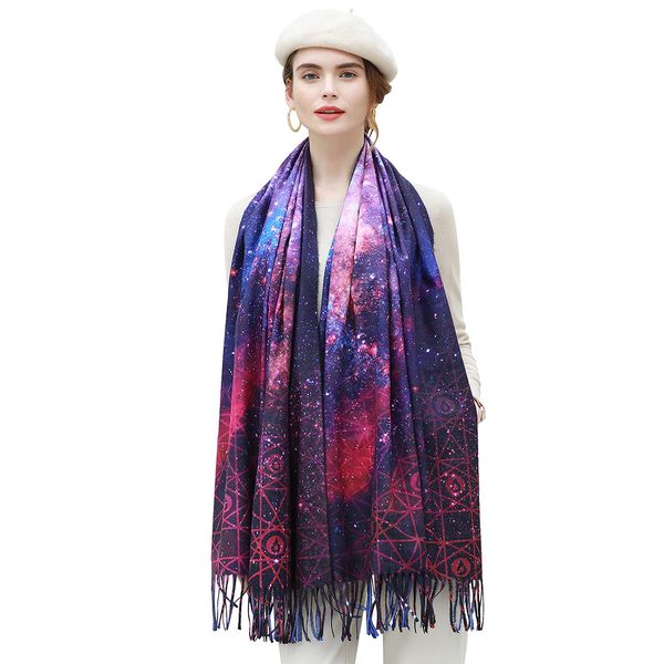 RIIQIICHY Pashmina Shawls and Wraps for Evening Dresses Fall Winter Scarfs for Women Blanket Scarf Painting Printed Scarves