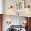 Lighting Mid Century Modern Wall Mounted Bedside Lamp Brass Gold Wall Sconce Gla