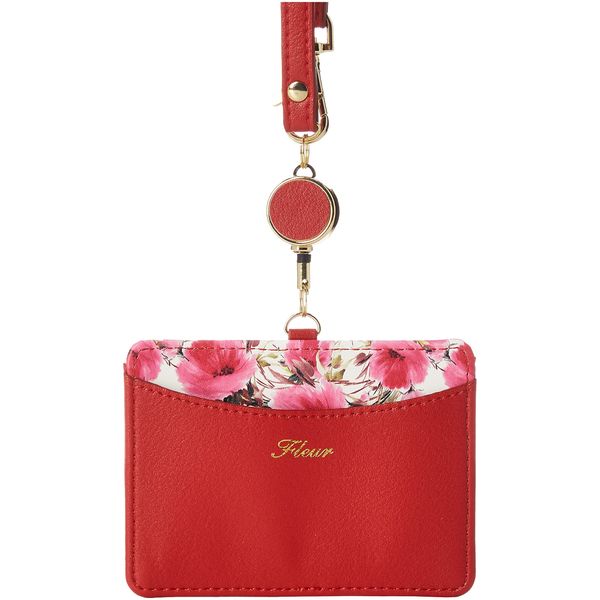 NATURAL design Short Pass Case with Reel Floral Fleur (Red)