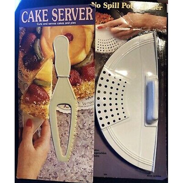 No Spill Pot Drainer & Cake Server Lot of 2 Plastic  New on Package PET RESCUE