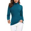 EXCHIC Damen Casual Tailliert Rollkragen Pullover Solide Langarm Elastisch Sweatshirts (S, Indigo Blau)