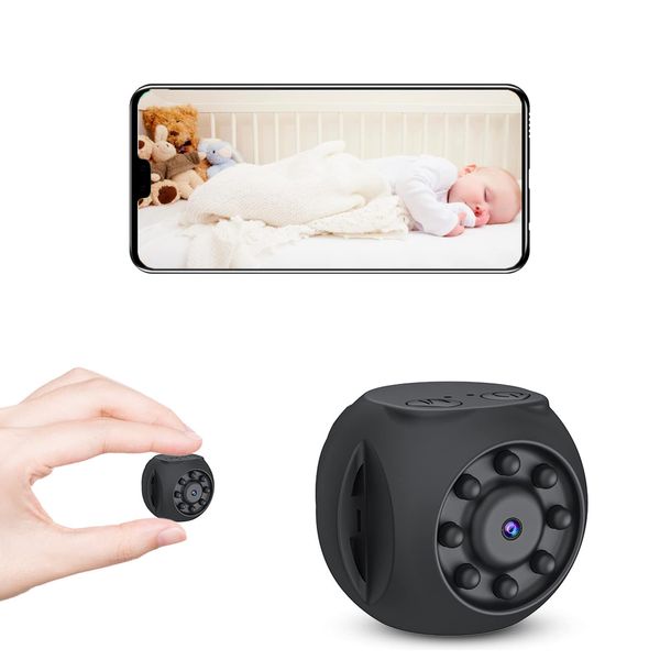 Mini Spy Camera,HD 1080P WiFi Mini Hidden Camera with Night Vision,Baby Monitor Home Security Nanny Surveillance Tiny Portable Cam for Home Indoor Outdoor,Black