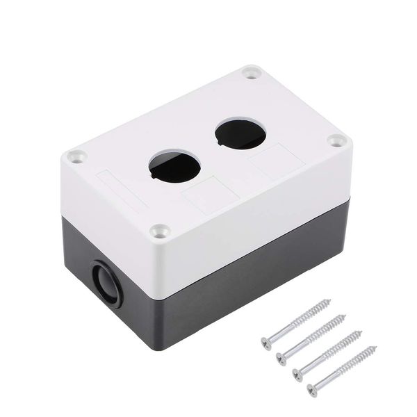 uxcell Push Button Switch Control Station Box 22mm 2 Button Holes White and Black