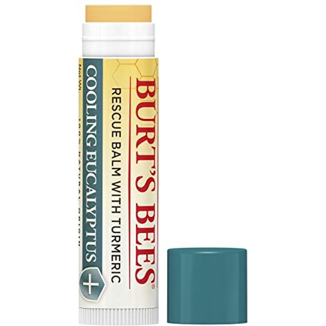 Burt's Bees 100% Natural Rescue Lip Balm, Cooling Eucalyptus, Lemon, Honey,  Unscented, 4 Tubes