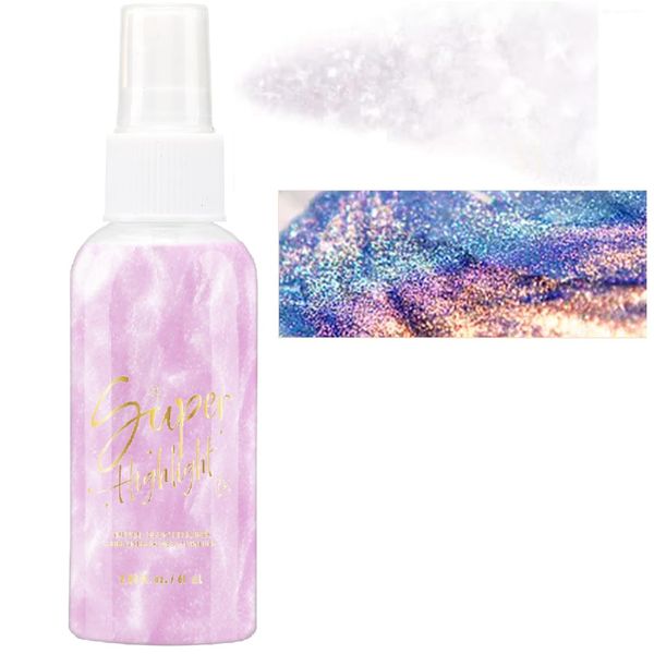 Body Glitter Spray, Moisturizing Liquid Highlighter Quick-Drying Non-Sticky for Woman Face Hair Body Glitters Shiny Makeup. (Violet)