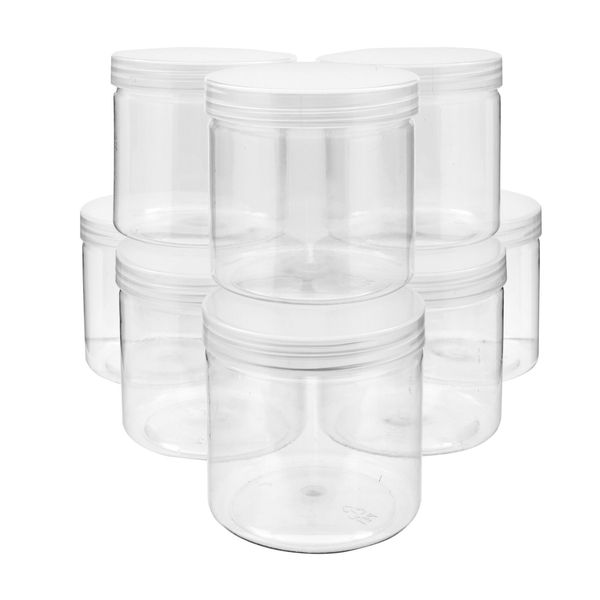 Slime Containers with Lids - 8 Pack 12 oz Clear Plastic Jars for Kids DIY Crafts