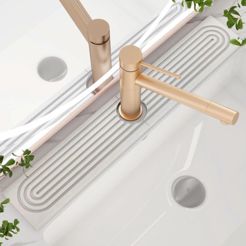 Kitchen Faucet Absorbent Mat,Faucet Mat for Kitchen Sink,23.6'' Diatomite Fast Drying Stone Sink Tray for Bathroom and Kitchen Countertops(White)