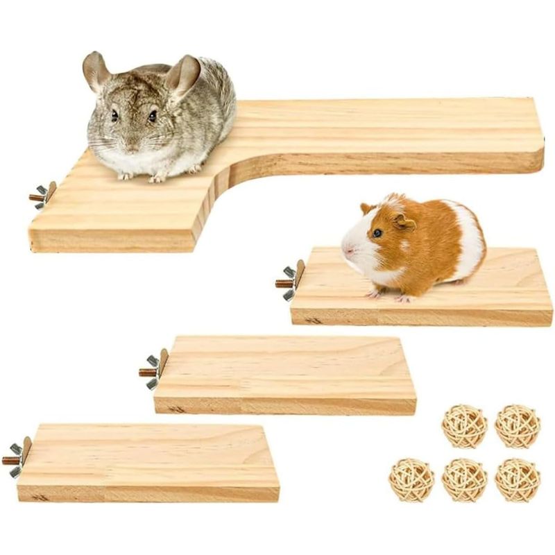 Farigrut Small Animals L-Shaped Wooden Corner Stage, Hamster, Wooden ...