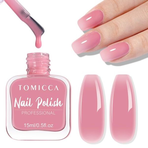 TOMICCA Nail Polish, Quick-drying Nail Polish, Peeling Nails, Glaze Nail Polish, Water-based Nail Polish, Natural Shine, Quick-drying, Mild Fragrance, Large Capacity 15mL (Clear Pink)