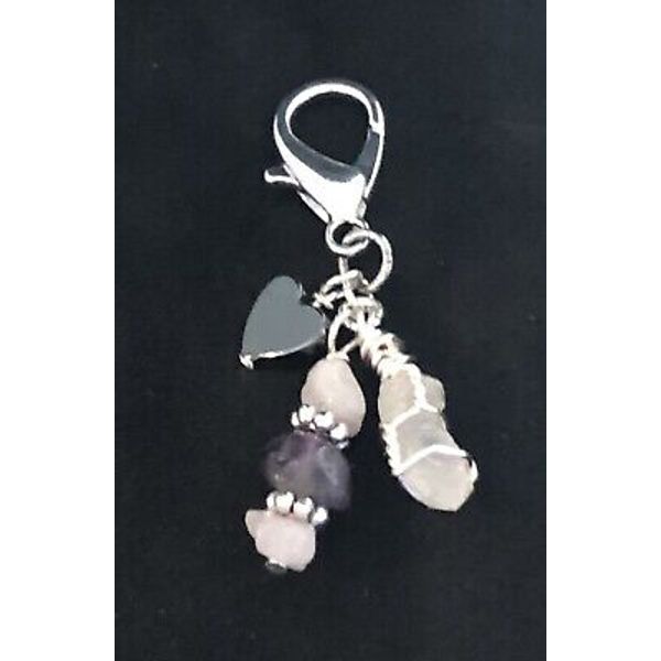 Amethyst & Rose Quartz Crystal Pet Charm, Collar Charm, Healing Pet Charm, Pets